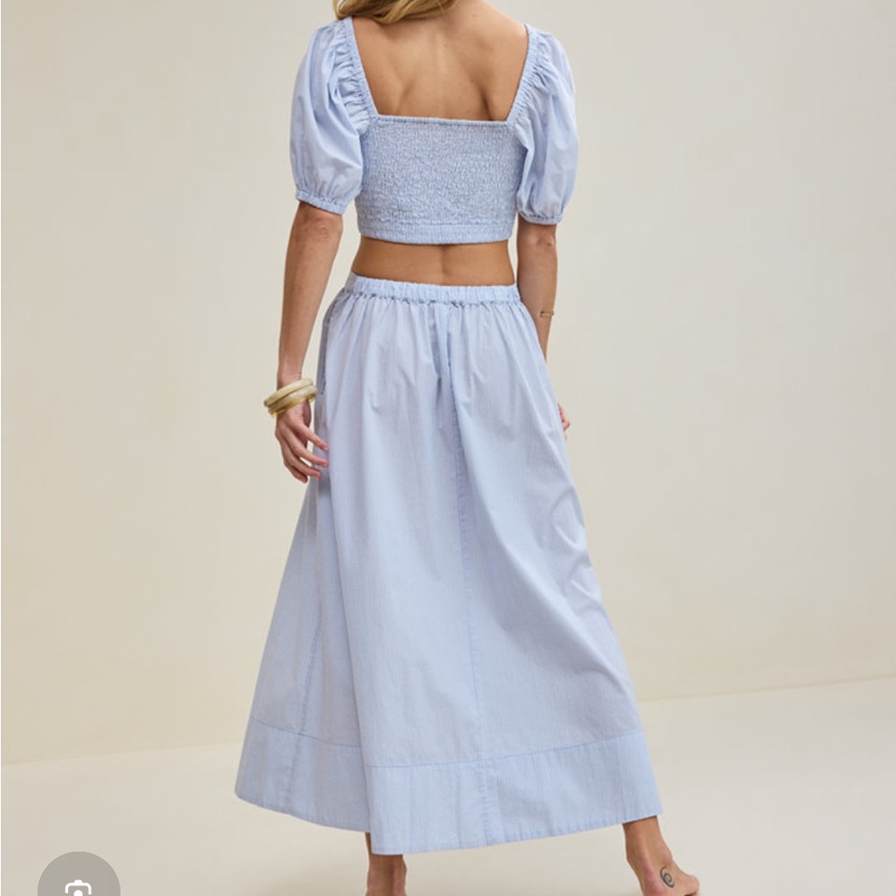 Aerie Light Blue Stripes Matching Skirt Set